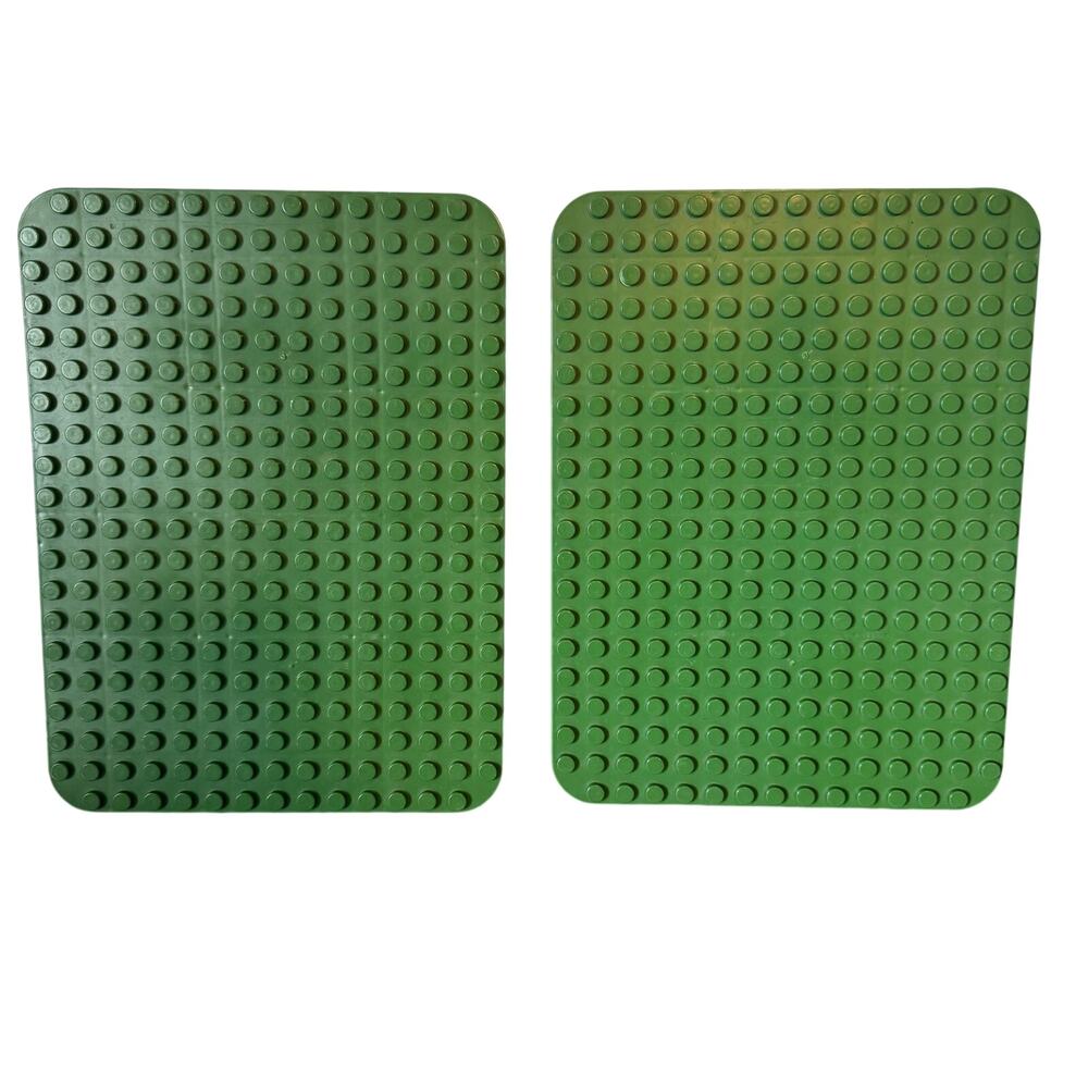 2 Vintage 80s green plastic building block base plates large 12x9 Toy